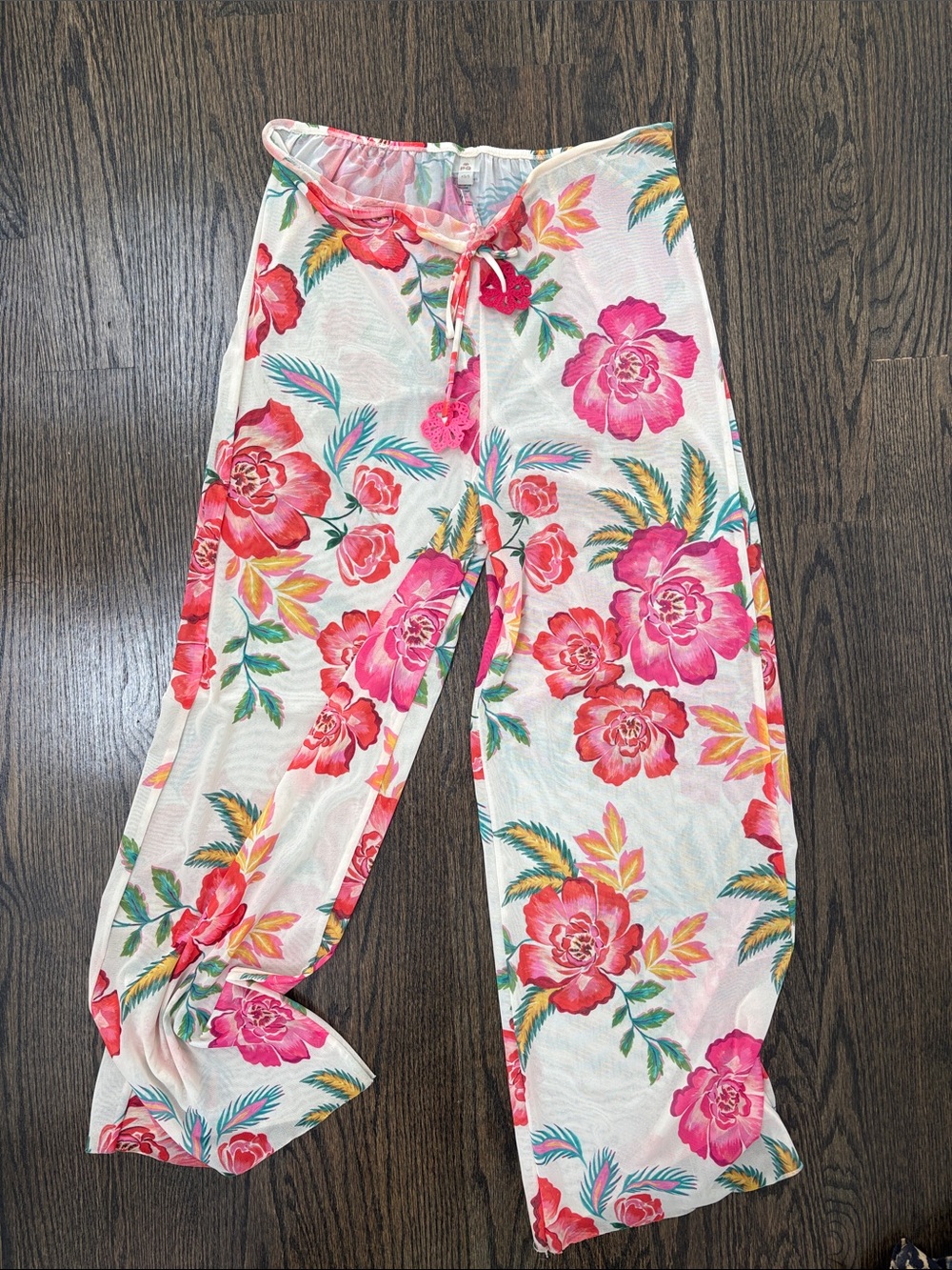 Pilyq Pink Floral Beach Coverup Pants